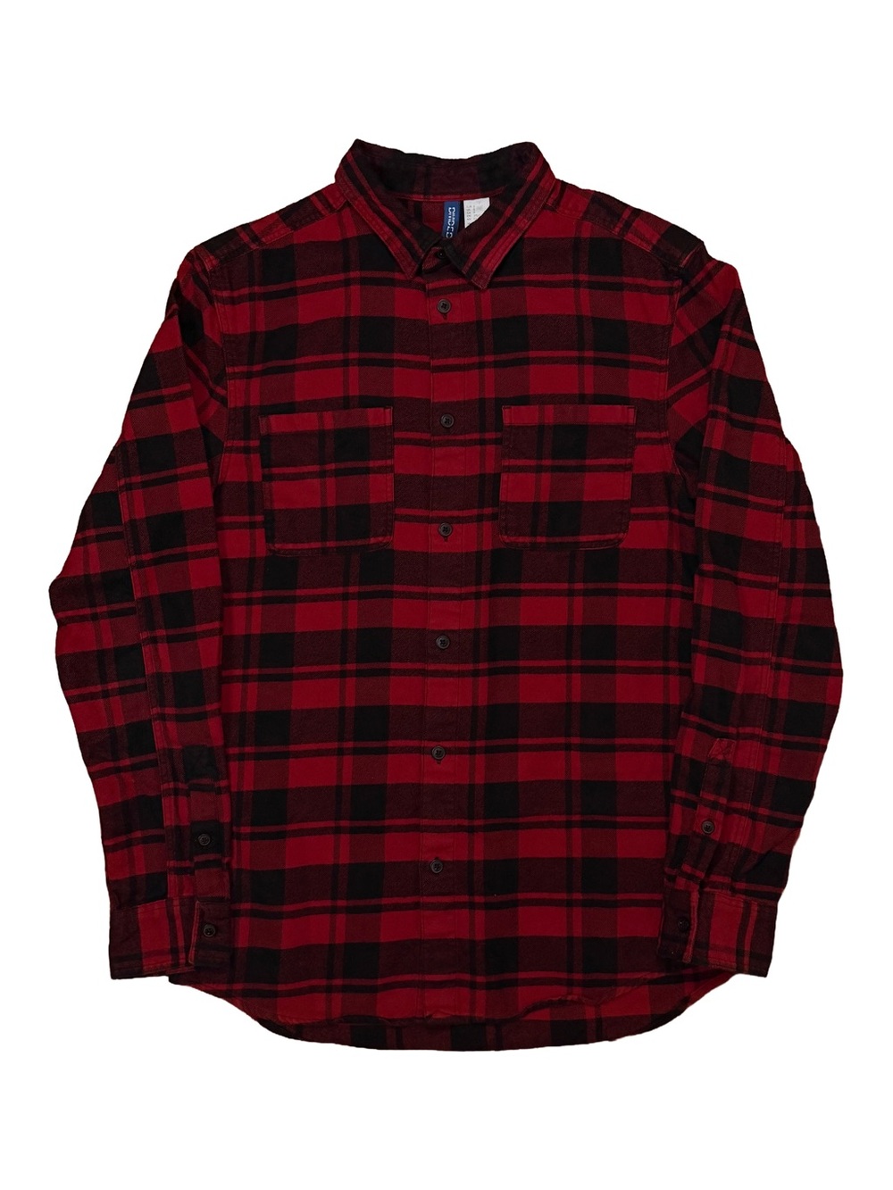 H&M Red and Black Plaid Button-Down Flannel Shirt Men sz. S